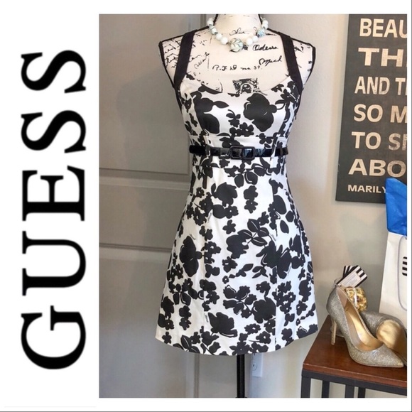 Guess Dresses & Skirts - 💕Beautiful Black & White Guess Dress Cross Back💕